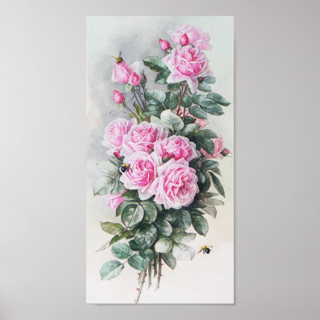 Vintage Rosa ros Bouquet Poster (Framsidan)