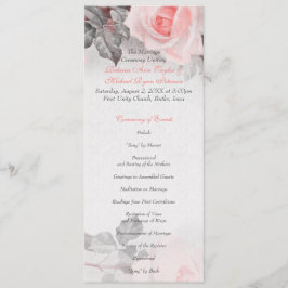 Vintage  Rosa ros Bröllopsprogrammet Program
