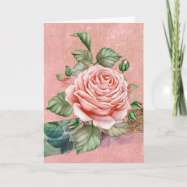 Vintage Rosa ros | Bubblor i födelsedag Kort