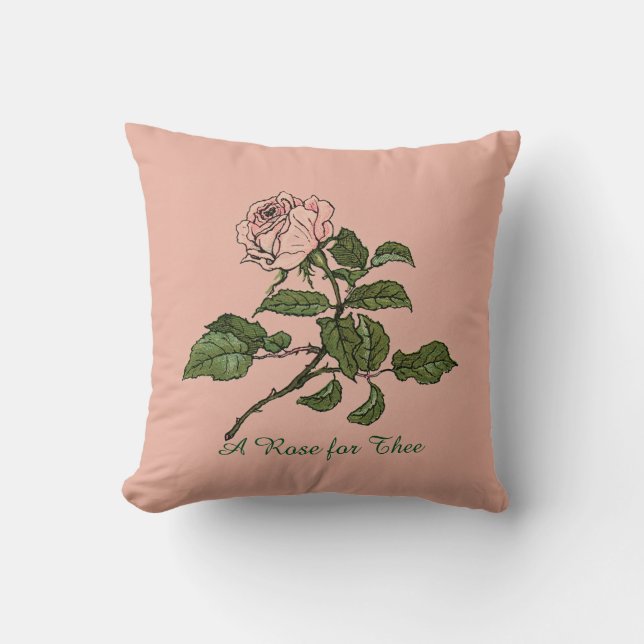 Vintage Rosa ros, citattfyllning Kudde (Framsida)