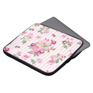 Vintage Rosa ros Coquette Bow Rand Laptop Fodral