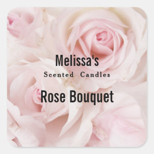 Vintage Rosa ros Elegant Bouquet Candle Biz Fyrkantigt Klistermärke