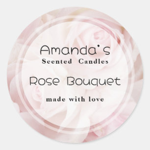 Vintage Rosa ros Elegant Bouquet Candle Biz Runt Klistermärke