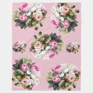 Vintage Rosa Ros Fleecefilt