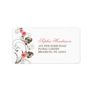 Vintage Rosa ros Fleur Bröllop Adressetiketter
