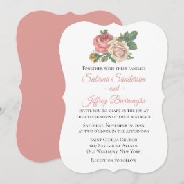 Vintage Rosa ros Flower Blommigt Bröllop Inbjudningar