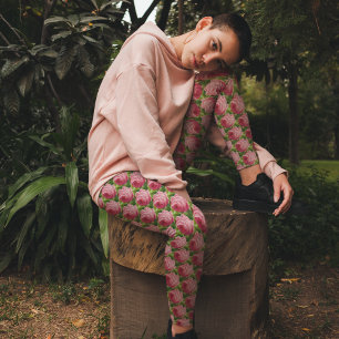 Vintage Rosa ros: Grönten Löv i den minimalistiska Leggings