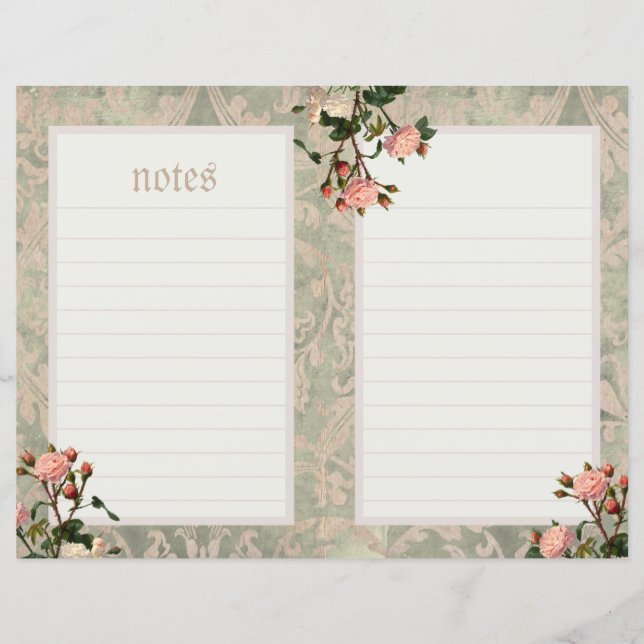 Vintage Rosa ros Journal (Rullans bakgrund) (Framsida)