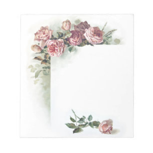Vintage rosa ros, litet anteckningsblock