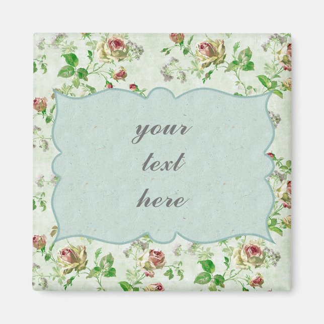 Vintage Rosa ros Magnet (Framsidan)