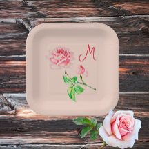 Vintage Rosa ros - monogrammad