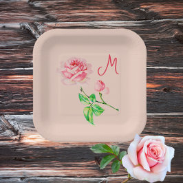 Vintage Rosa ros - monogrammad