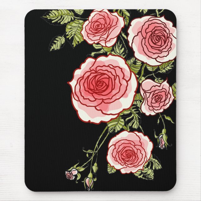 Vintage Rosa ros Mousepad Musmatta (Framsidan)