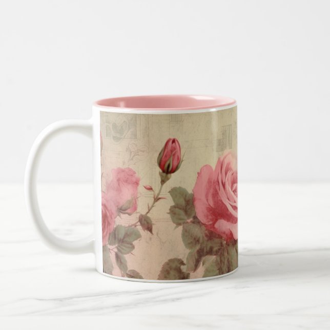 Vintage Rosa ros Mugg (Vänster)