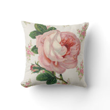 Vintage Rosa ros och Bouquets Land Pillow