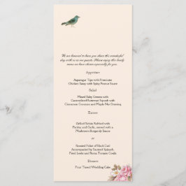 Vintage Rosa ros och Robin Bröllop Menu Meny