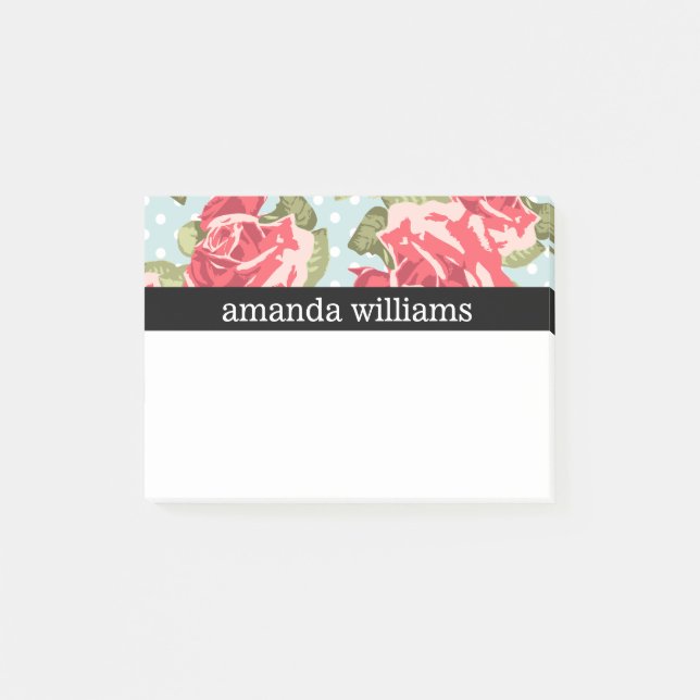 Vintage Rosa ros Post-it Block (Framsida)