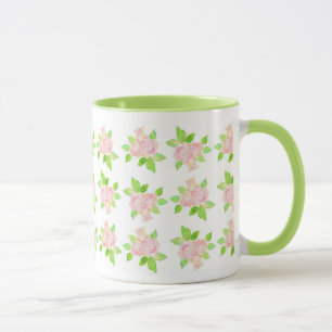 Vintage Rosa ros Ringer Mugg