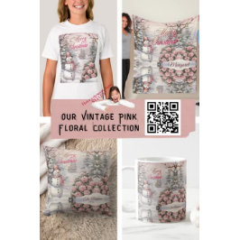 Vintage Rosa ros, Snögubbe julbyn