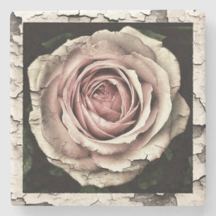 Vintage Rosa ros Stenunderlägg