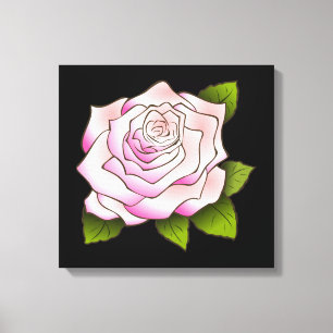 Vintage Rosa ros Teckning Svartfärgad kanvas