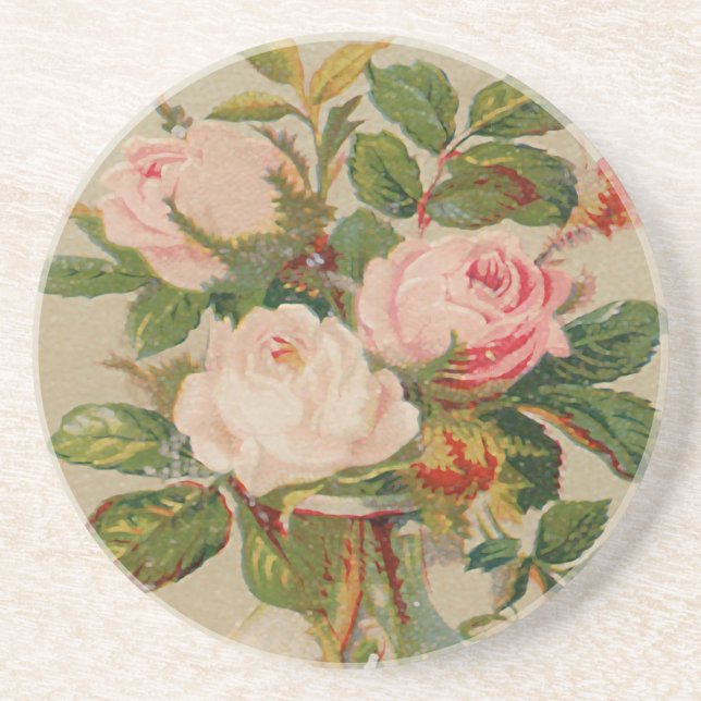Vintage Rosa ros Underlägg Sandsten (Framsidan)