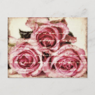 Vintage Rosa ros Vykort
