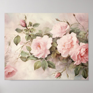Vintage Rosa ros Wall Art Art Poster