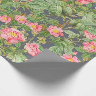 Vintage Rosa Rosa Presentpapper i Kolgrå