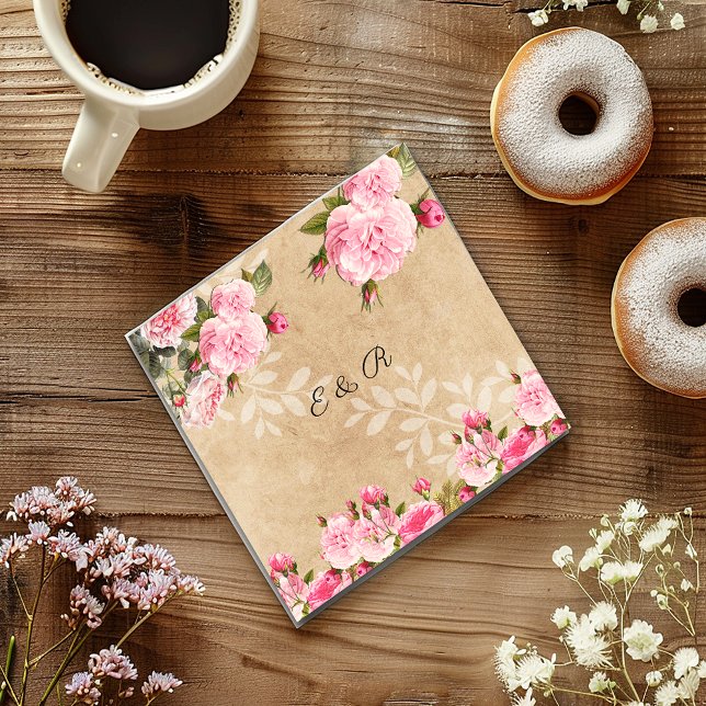 Vintage Rosa Rosa, Rustikt Papper, Bröllop, Anpass Pappersservett (Skapare uppladdad)