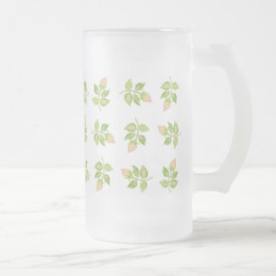 Vintage Rosa Rosenknopp Frosted Glass Mugg