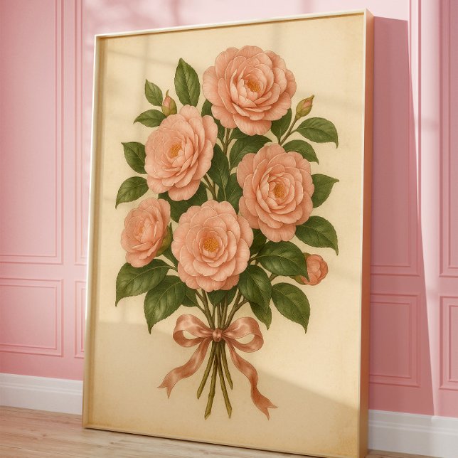 Vintage Rosa Rosett Väggkonst | Botanisk Konst (Skapare uppladdad)
