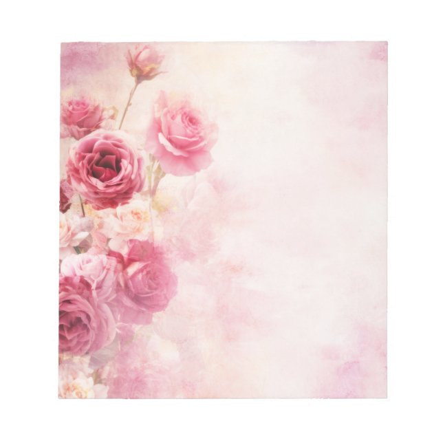 Vintage Rosa Rosor Anteckningsblock (Framsida)