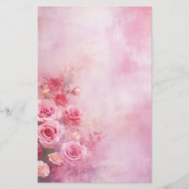 Vintage Rosa Rosor Brevpapper (Framsida)