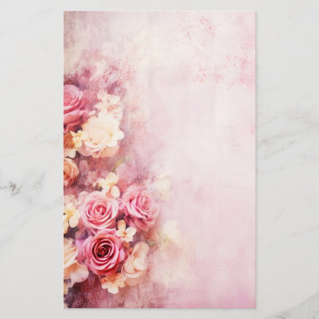 Vintage Rosa Rosor Brevpapper (Framsida)