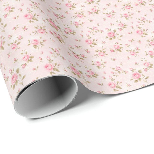 Vintage Rosa Rosor Coquette Presentpapper (Rullad Hörn)