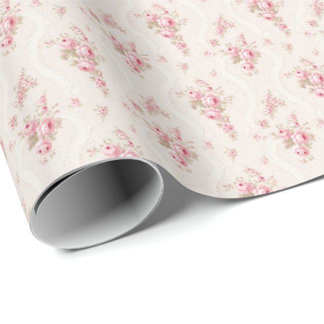 Vintage Rosa Rosor Coquette Presentpapper (Rullad Hörn)