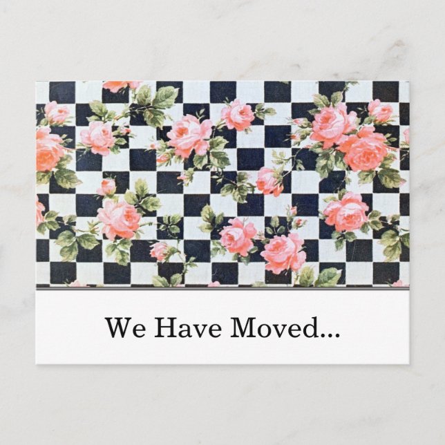 Vintage Rosa Rosor Flyttmeddelande Mall (Framsida)