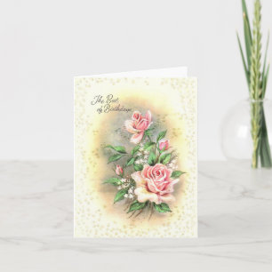 Vintage Rosa Rosor Födelsedagskort Kort