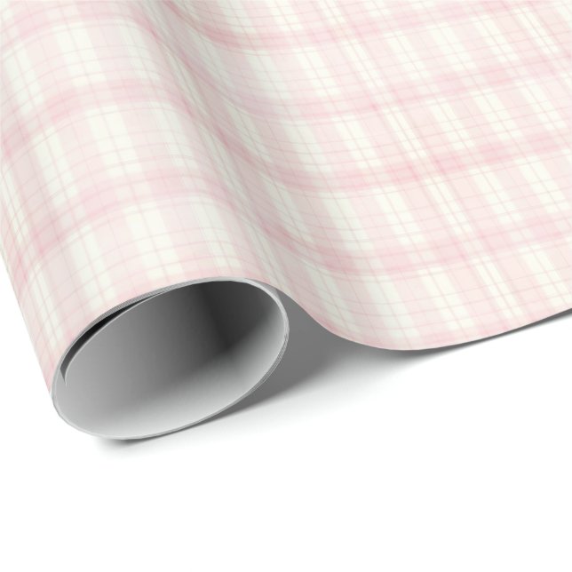 Vintage Rosa Rutigt Gingham Coquette Inpackningspa Presentpapper (Rullad Hörn)