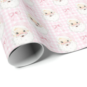 Vintage Rosa Santa on Gingham Wrapping Papper Presentpapper