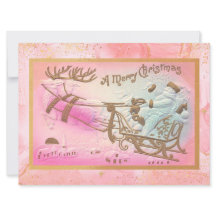 Vintage Rosa Santa Sleigh med Reindeer jul