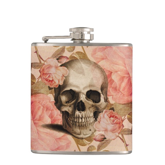 Vintage Rosa Skull Collage Fickplunta (Framsidan)