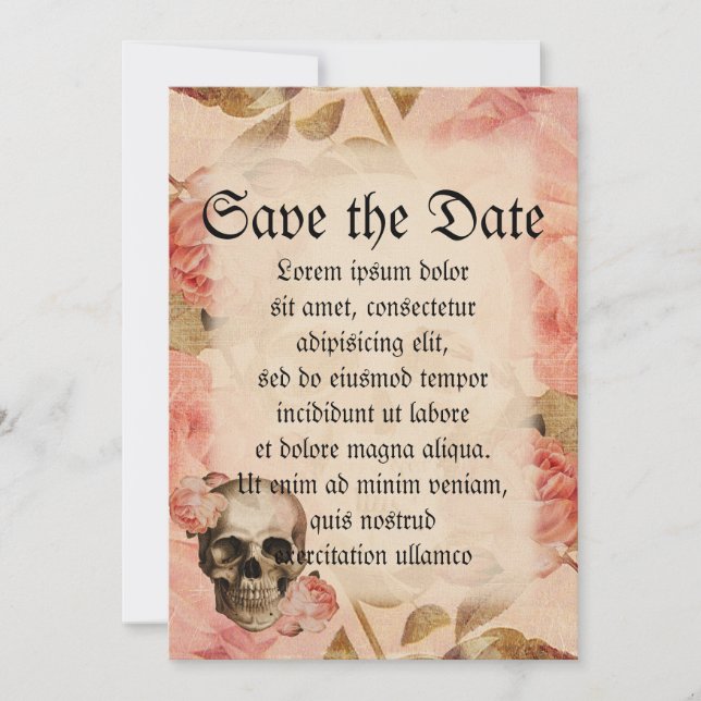Vintage Rosa Skull Collage Spara Datumet (Framsida)