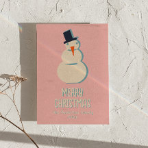 Vintage Rosa Snögubbe jul - ej fotfoto