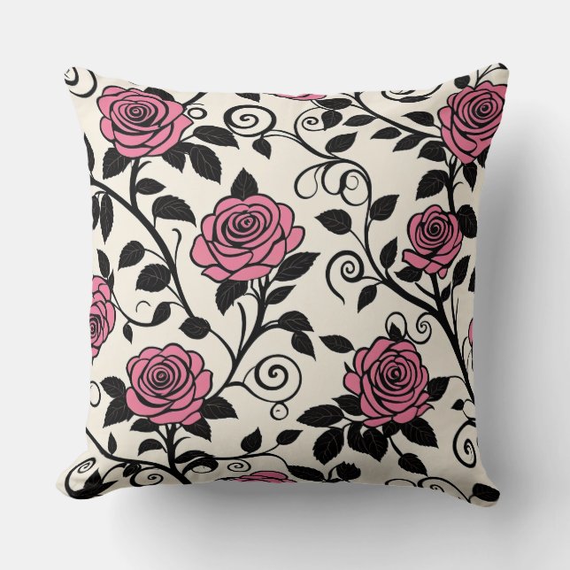 Vintage Rosa stilized Ro Kudde (Framsida)