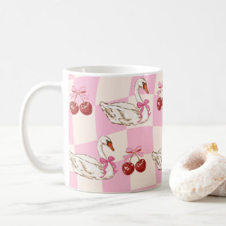 Vintage Rosa Svan & Körsbär Kaffe Mugg