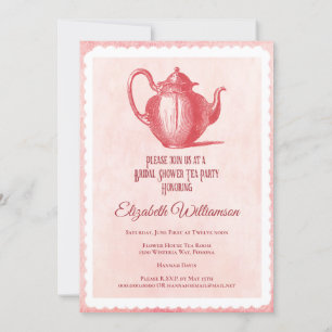 Vintage Rosa Tea Party Möhippa Inbjudningar