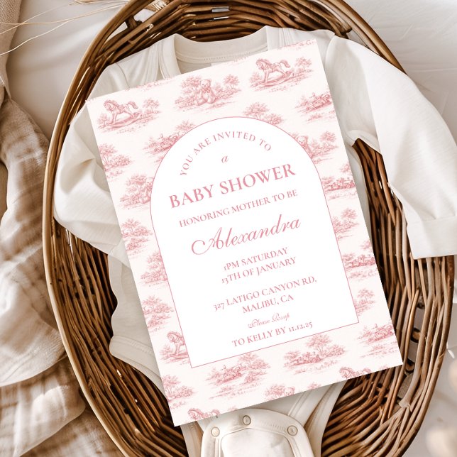 Vintage Rosa Toalett Baby Shower Inbjudningar (Skapare uppladdad)