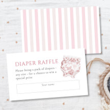 Vintage Rosa Toile Girl Baby Shower Raffle